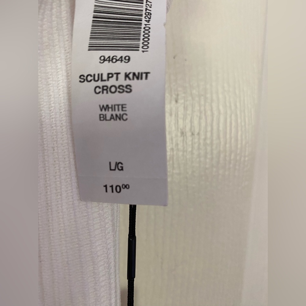 Aritzia Babaton Dress Mini NWT Sculpt Knit Cross Ribbed Halter White size Large - Picture 12 of 14